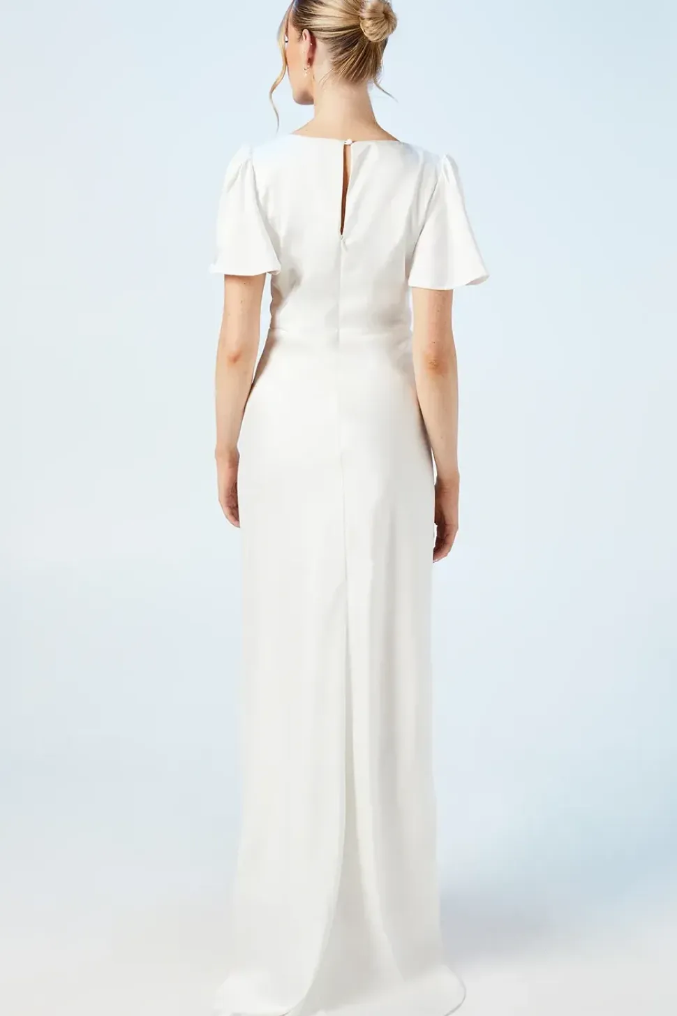 Twist Detail Satin Puddle Hem Wedding Dress