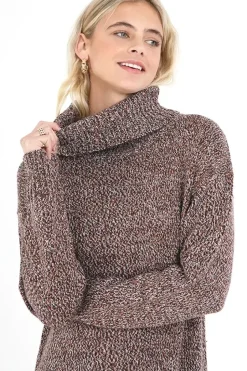 Twisted Knit Roll Neck Midi Jumper Dress