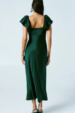 Twist Front Angel Sleeve Bridesmaids Dress