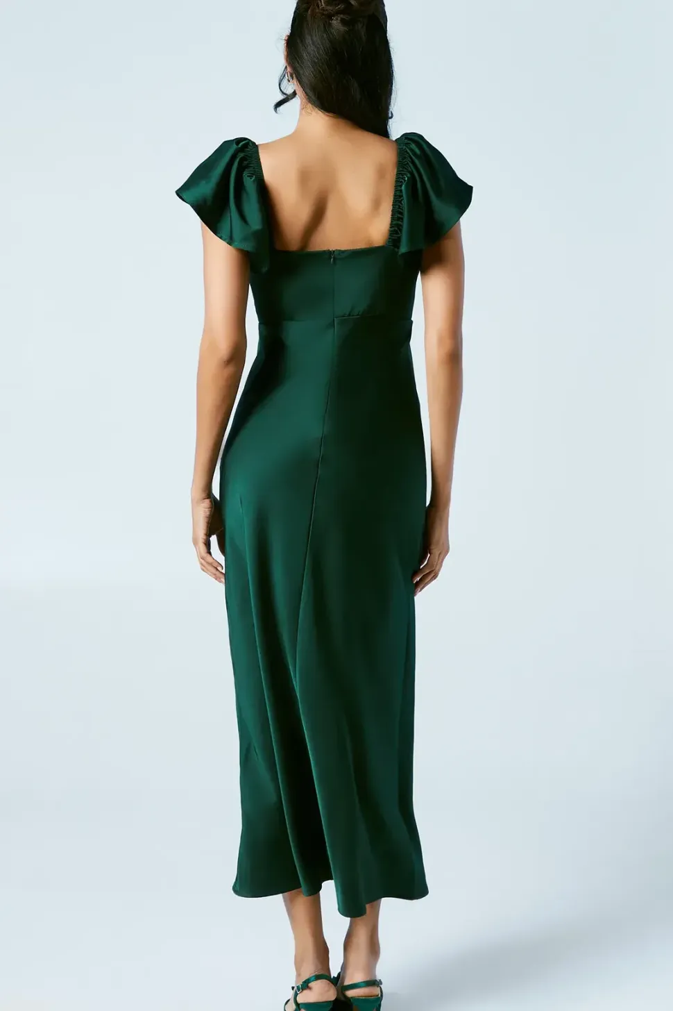 Twist Front Angel Sleeve Bridesmaids Dress