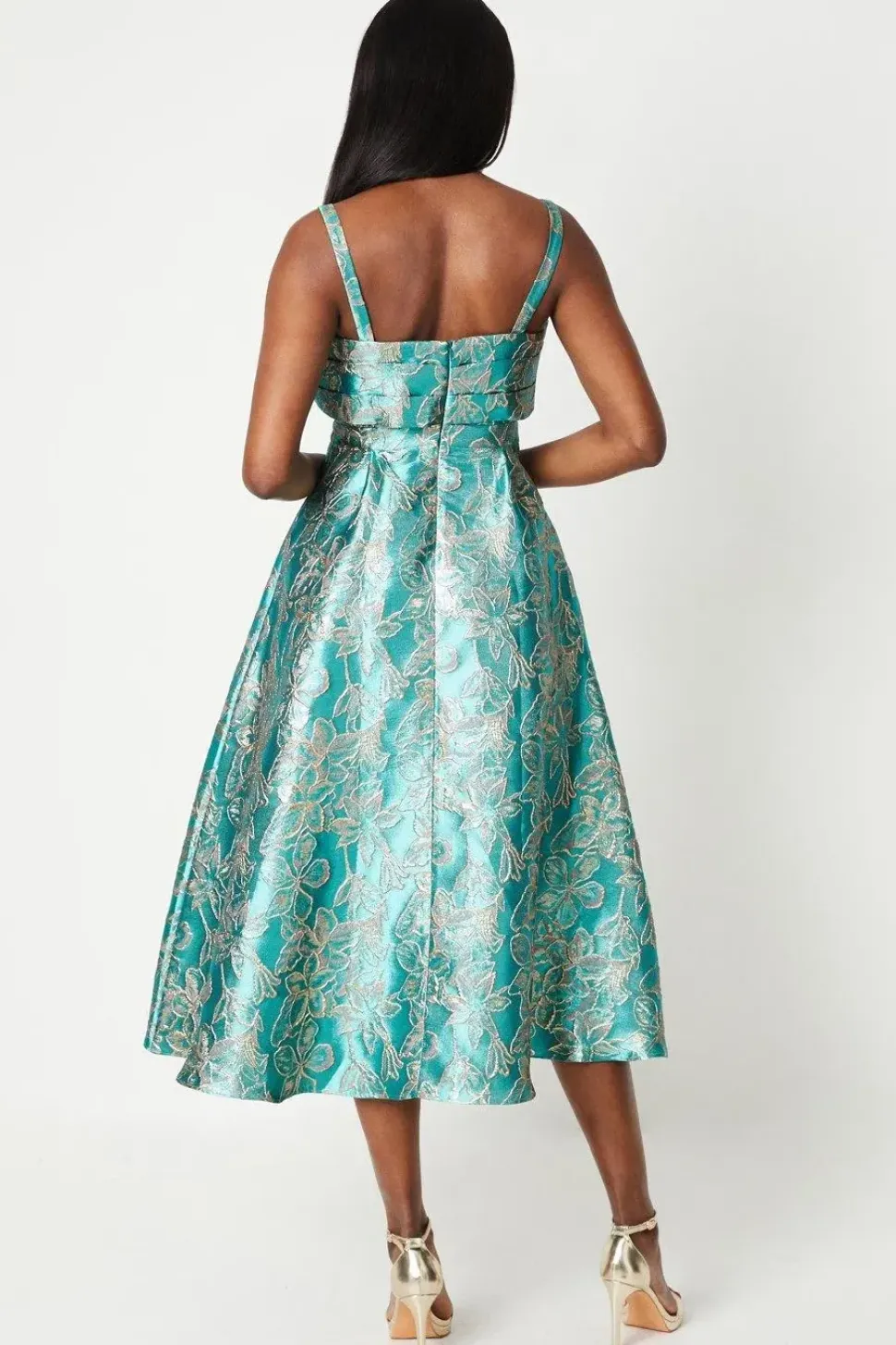 Twist Front Jacquard Midi Dress