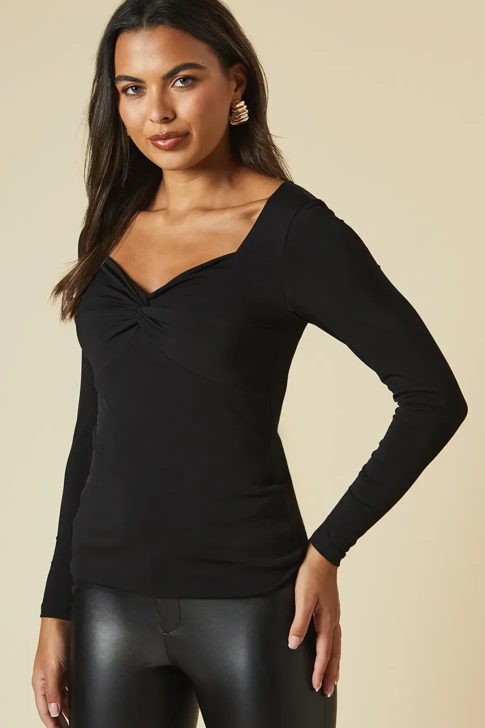 Twist Front Long Sleeve Top