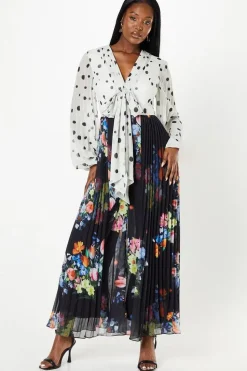 Twist Front Print Mix Chiffon Wedding Guest Jumpsuit