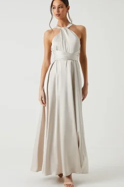 Twist Halterneck Satin Bridesmaid Dress