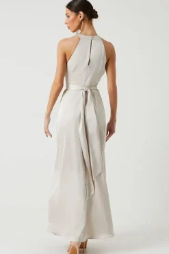 Twist Halterneck Satin Bridesmaid Dress