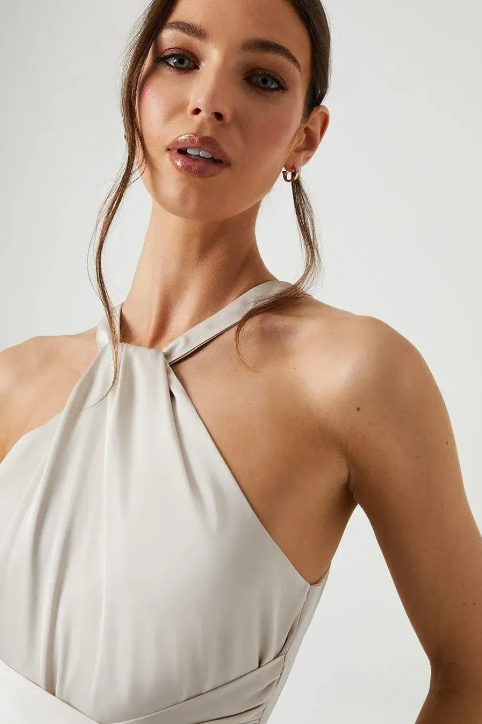 Twist Halterneck Satin Bridesmaid Dress