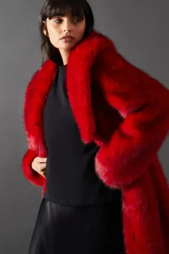 Two Tone Luxe Faux Fur Coat
