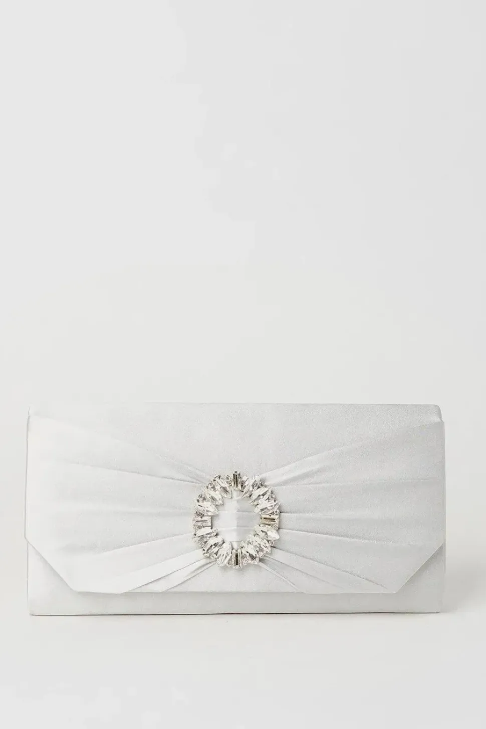 Tyla Diamante Trim Satin Clutch Bag