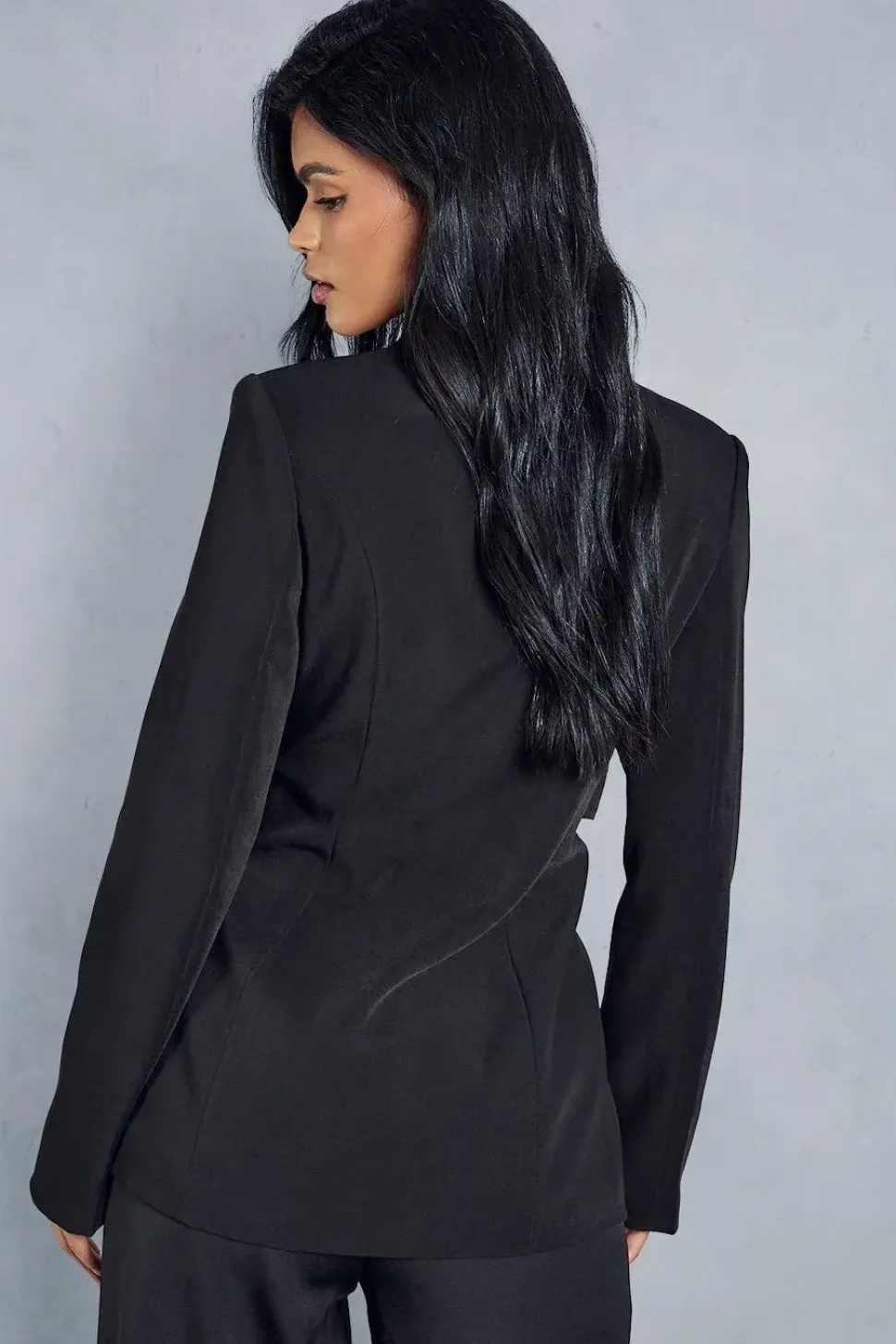 Under Bust Corset Overlay Longline Blazer