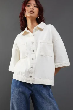 Utility Denim Short Sleeve Boxy Shirt