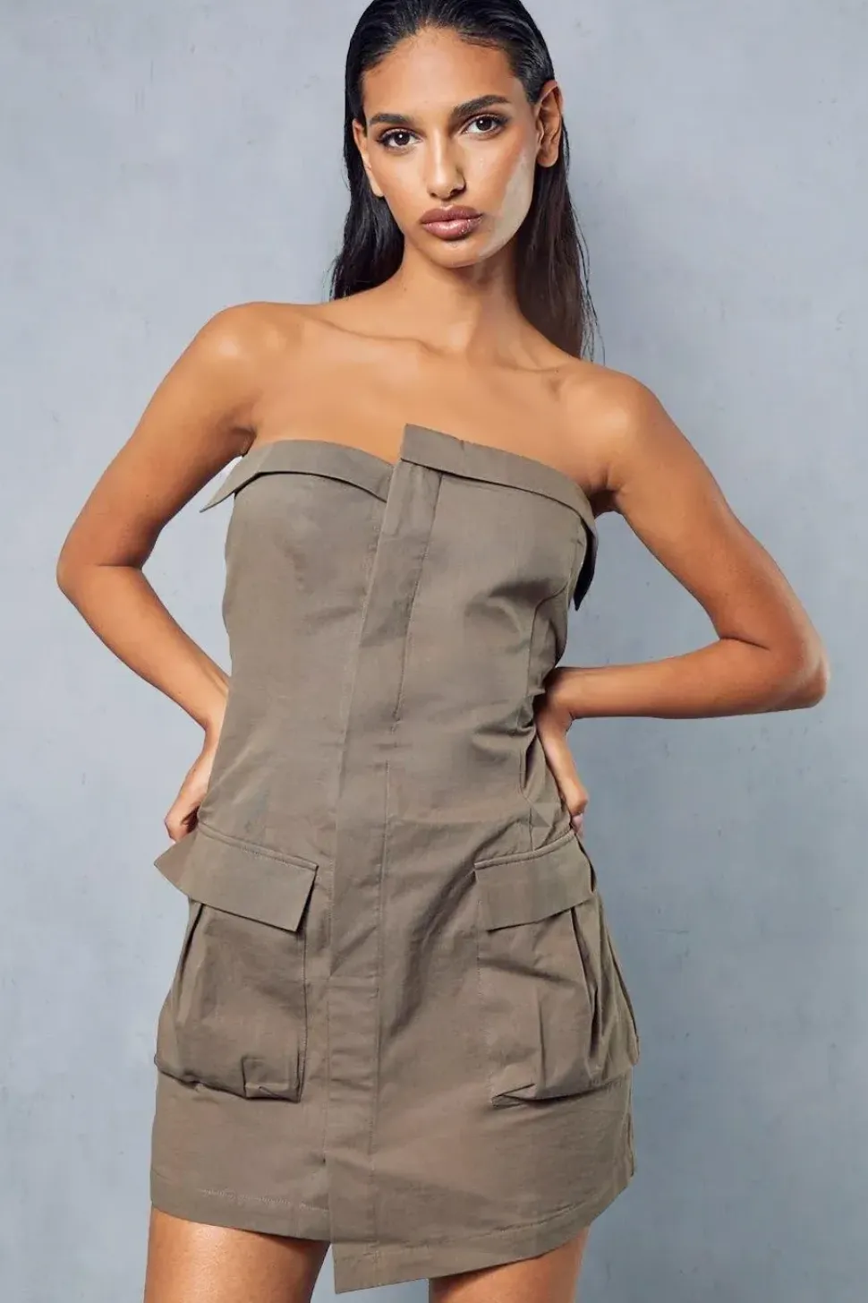 Utility Pocket Detail Wrap Mini Dress