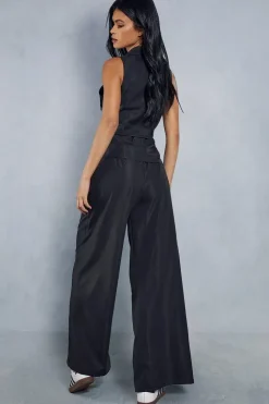 Utility Strap Detail Woven Wide Leg Jumpsuit