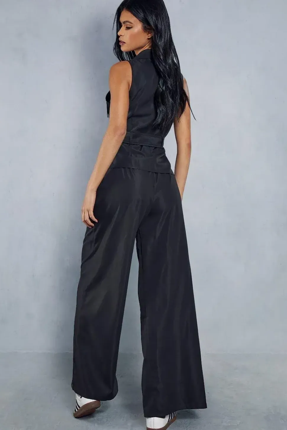 Utility Strap Detail Woven Wide Leg Jumpsuit