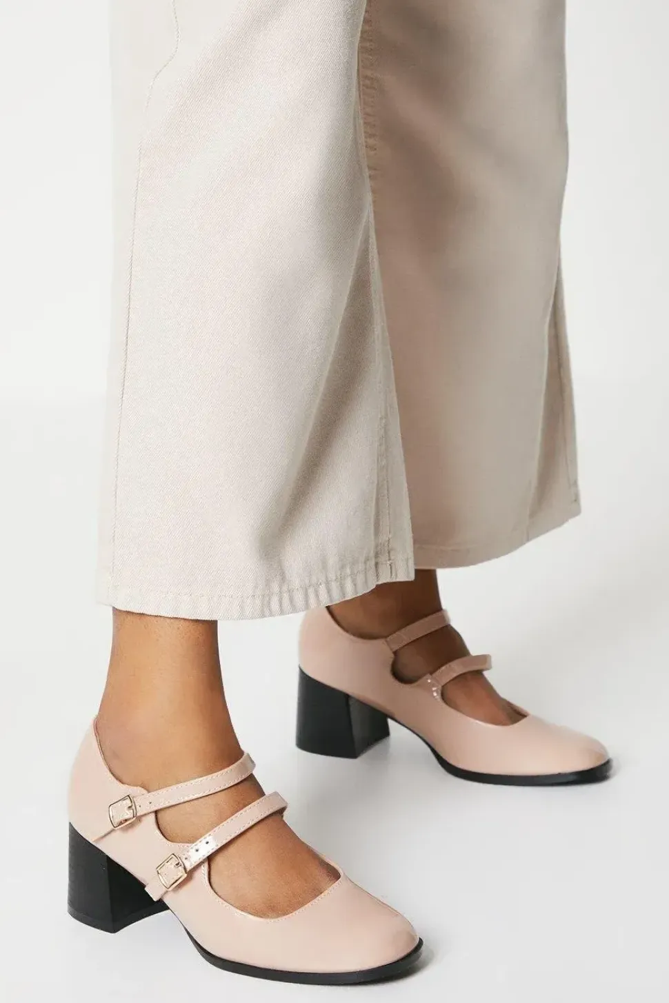 Valerie Square Toe Double Strap Mary Jane Court Shoes