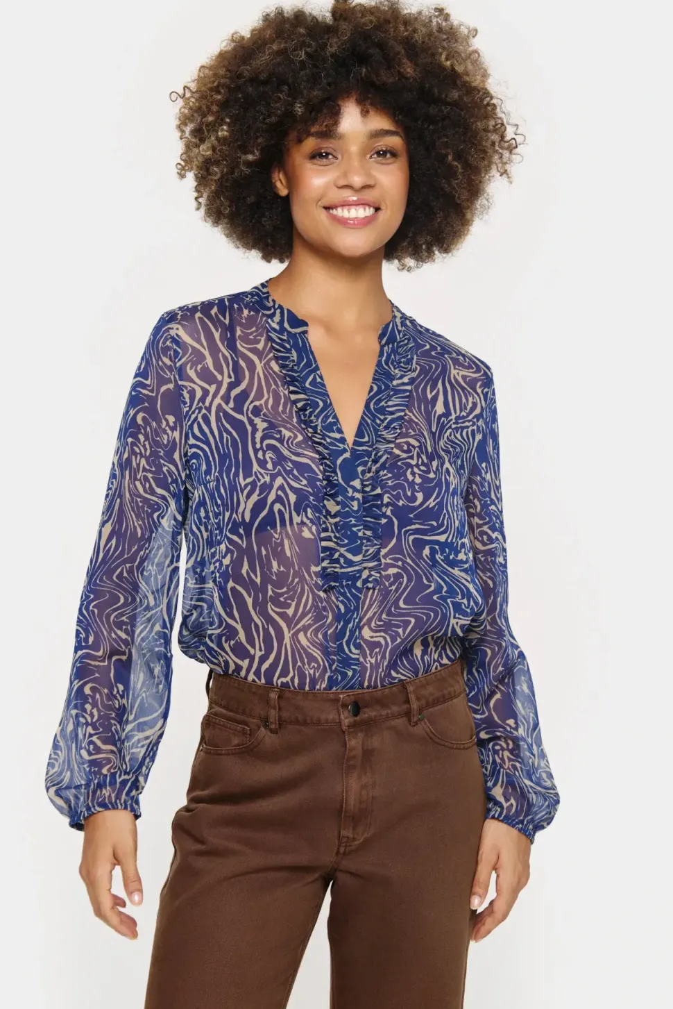 ValerieSZ With Ruffles Chiffon Shirt-