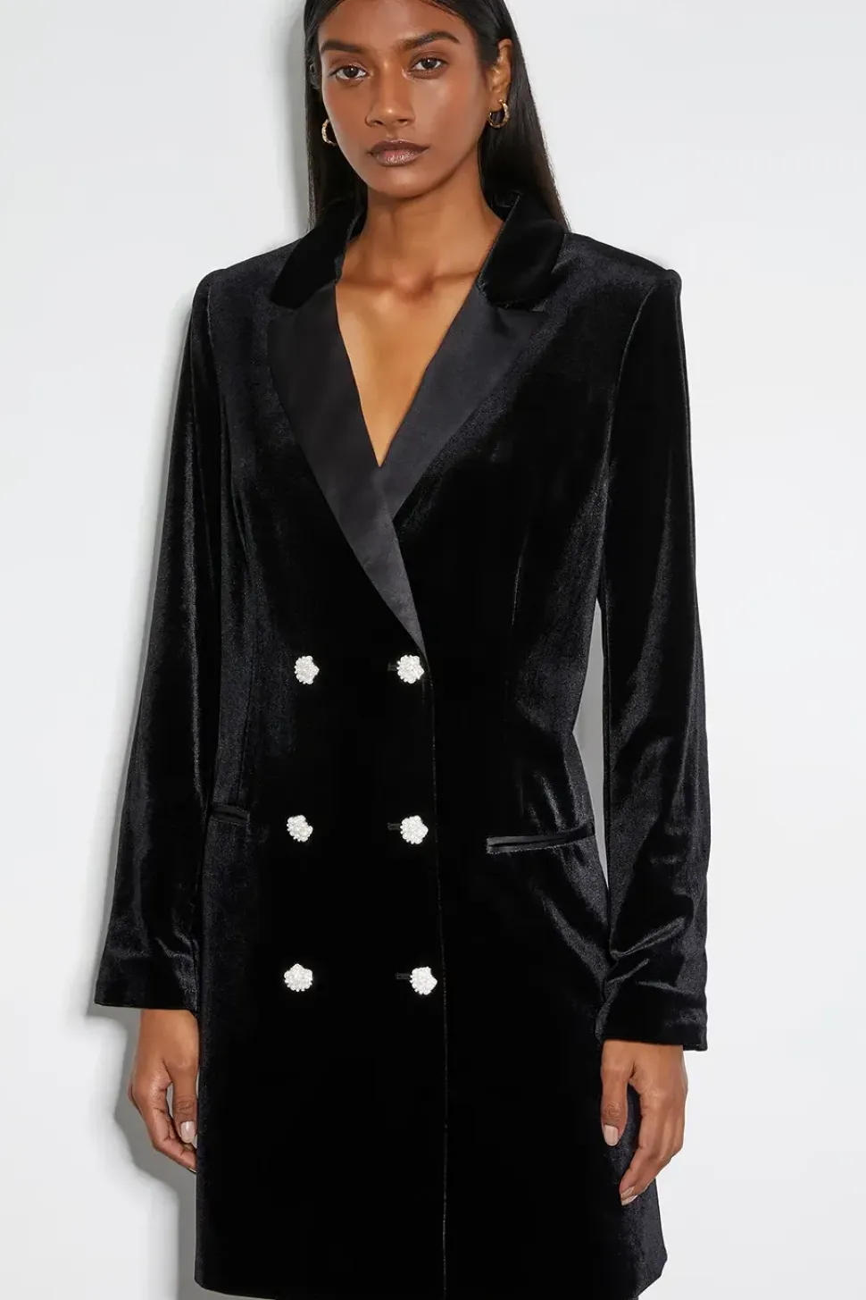 Valery Velvet Blazer Dress Black