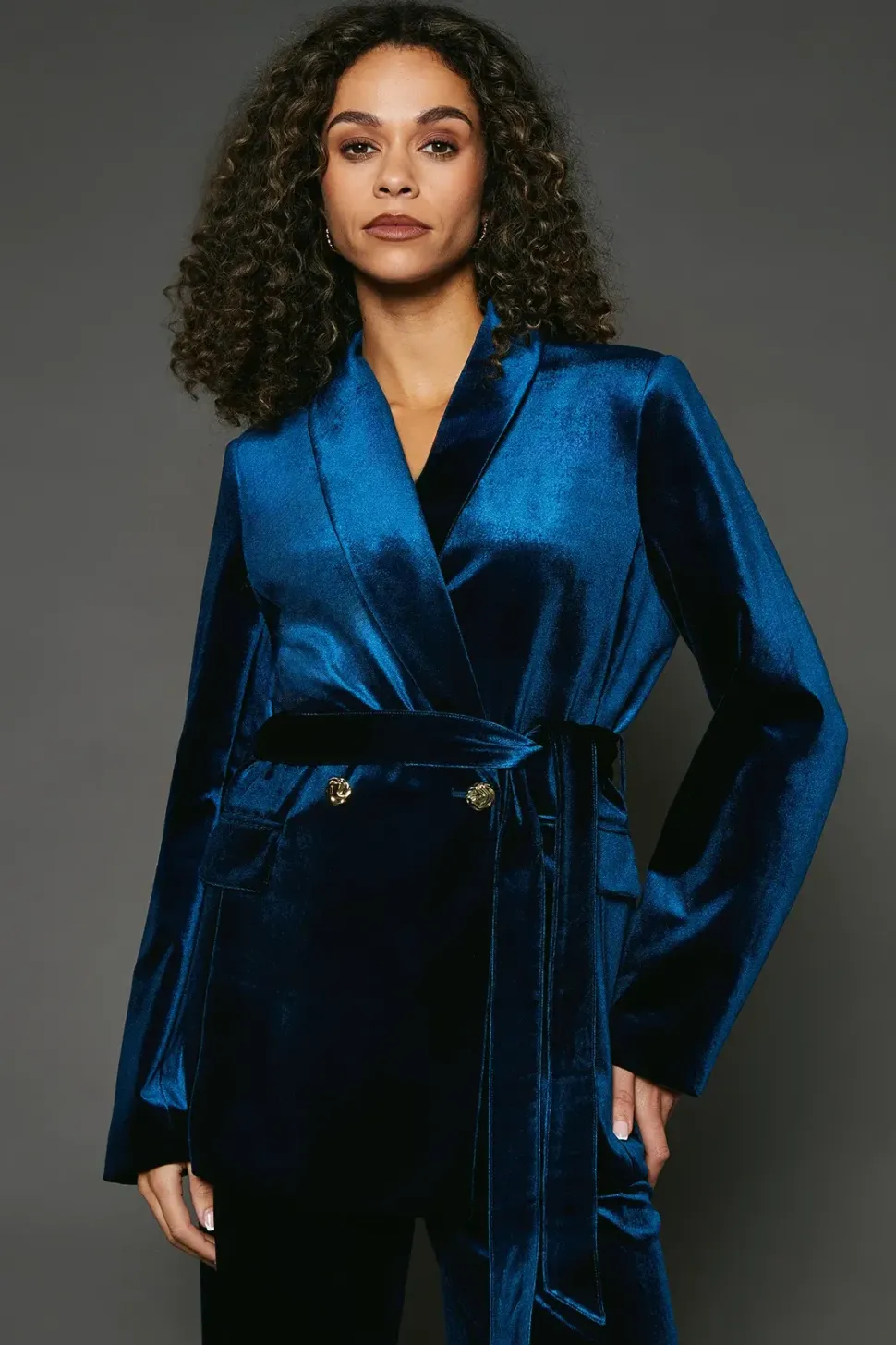 Velvet Belted Blazer
