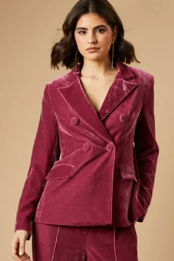 Velvet Double Breasted Blazer
