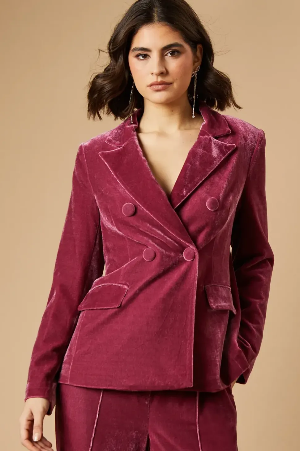Velvet Double Breasted Blazer