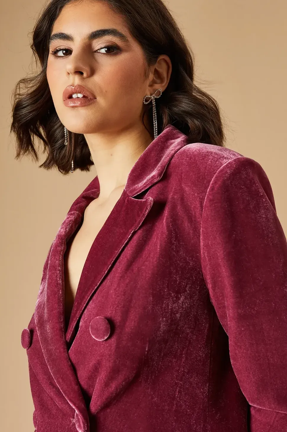 Velvet Double Breasted Blazer