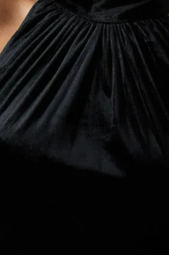 Velvet Halter Bias Cut Maxi Bridesmaids Dress