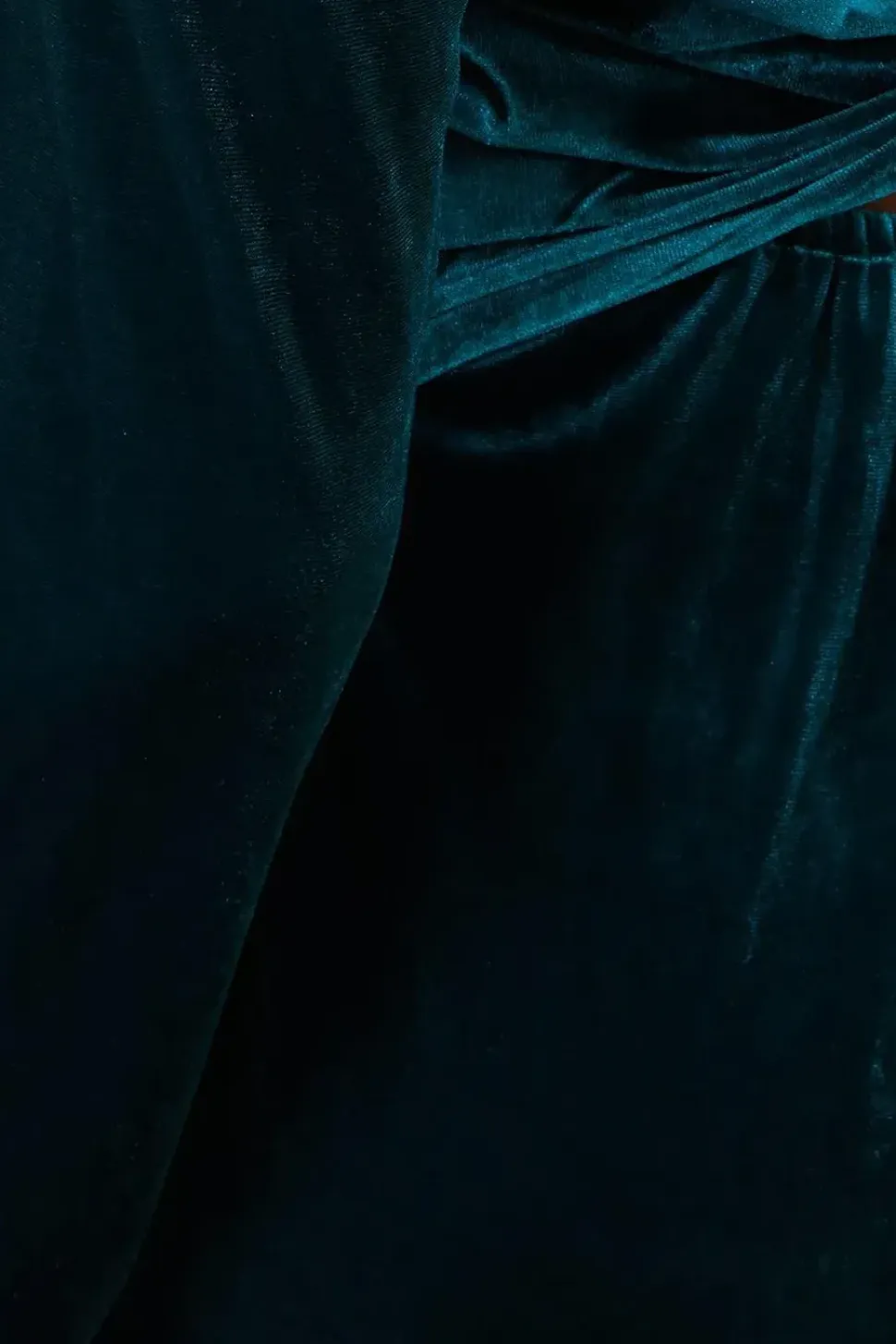 Velvet High Neck Twist Back Midi Dress