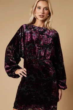 Velvet Long Sleeve Mini Dress