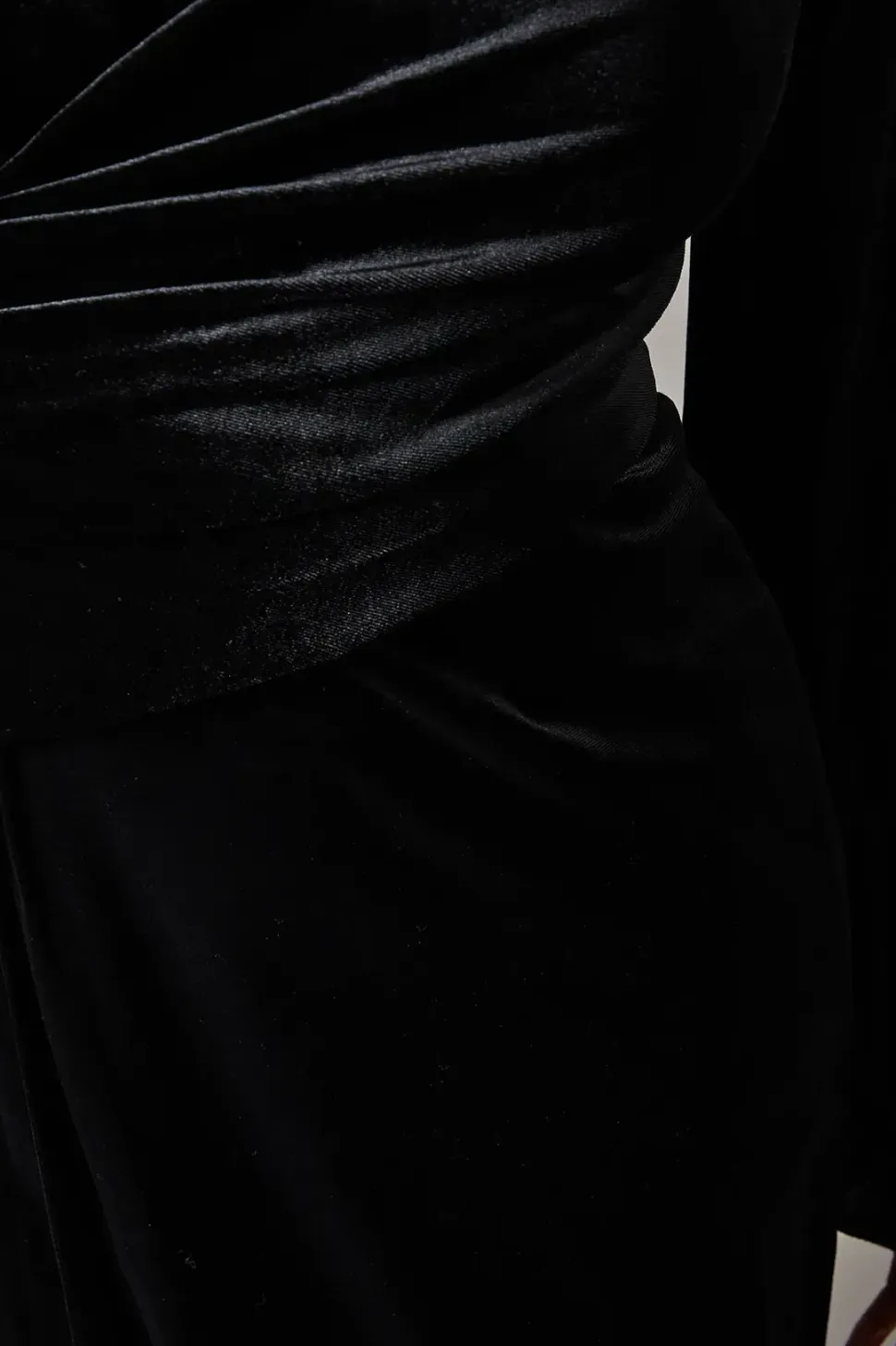 Velvet Long Sleeve Wrap Midi Dress
