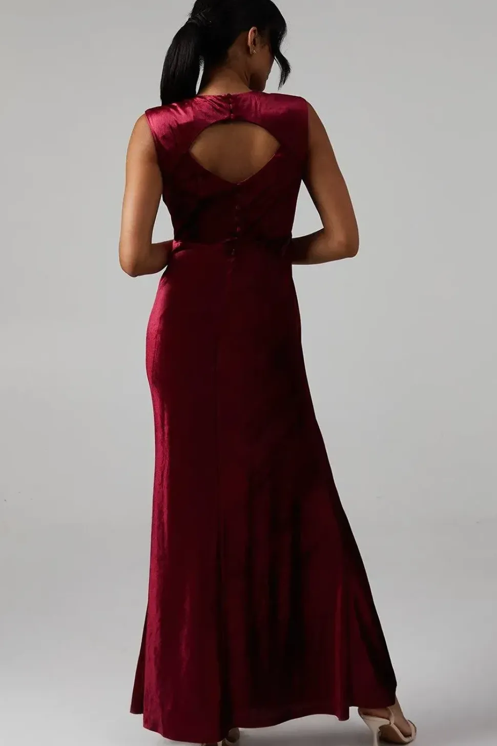 Velvet Open Back Detail Maxi Bridesmaids Dress