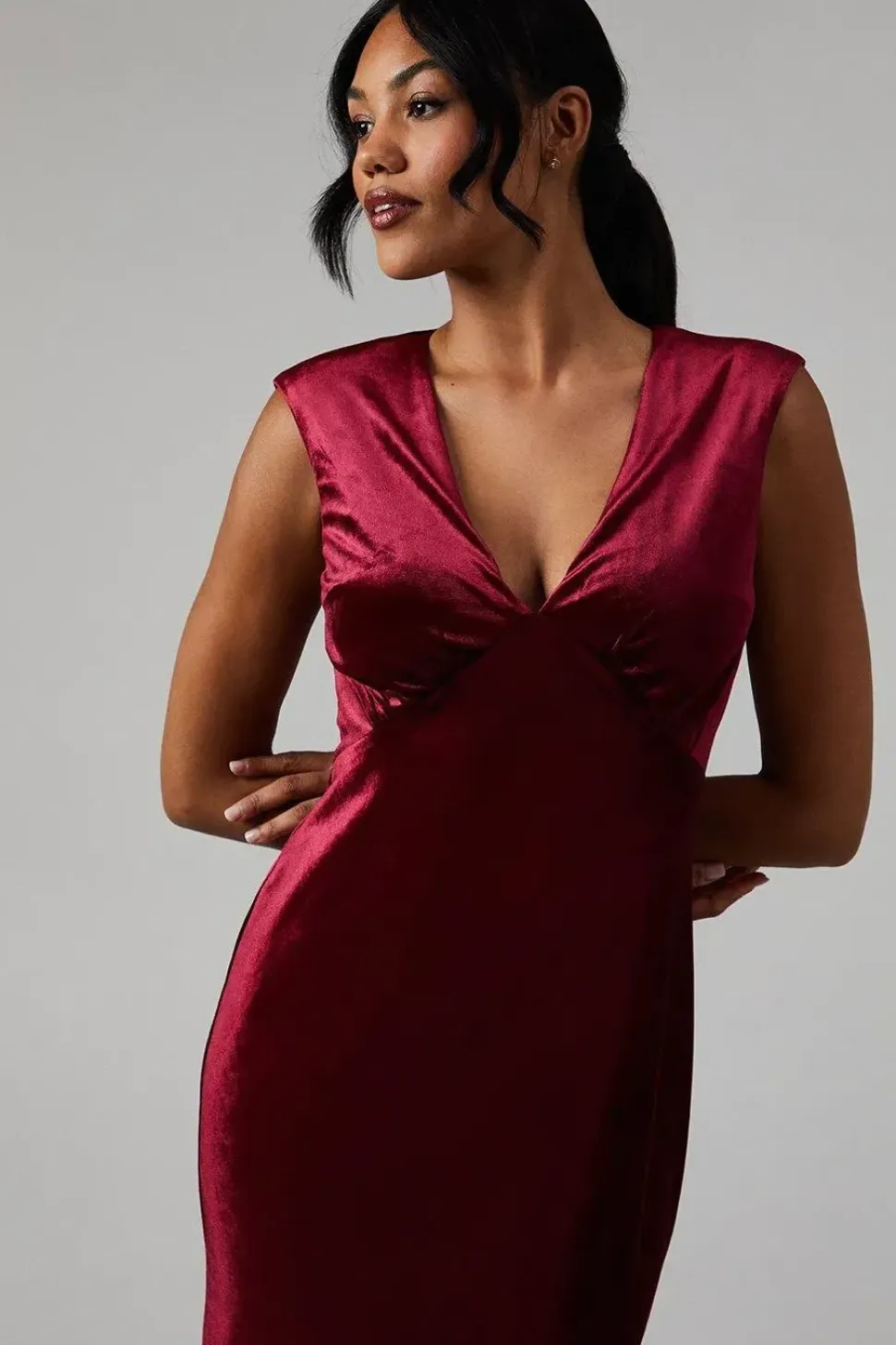 Velvet Open Back Detail Maxi Bridesmaids Dress
