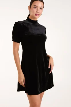 Velvet Puff Sleeve Dress