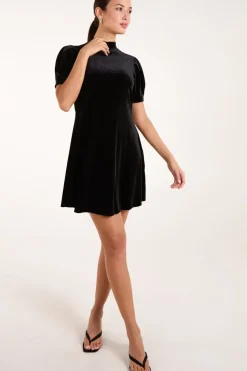 Velvet Puff Sleeve Dress