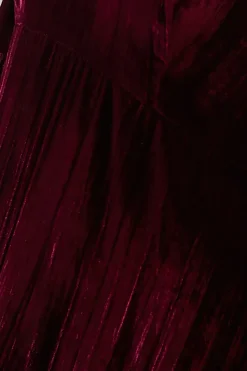 Velvet Ruffle Midi Smock Dress