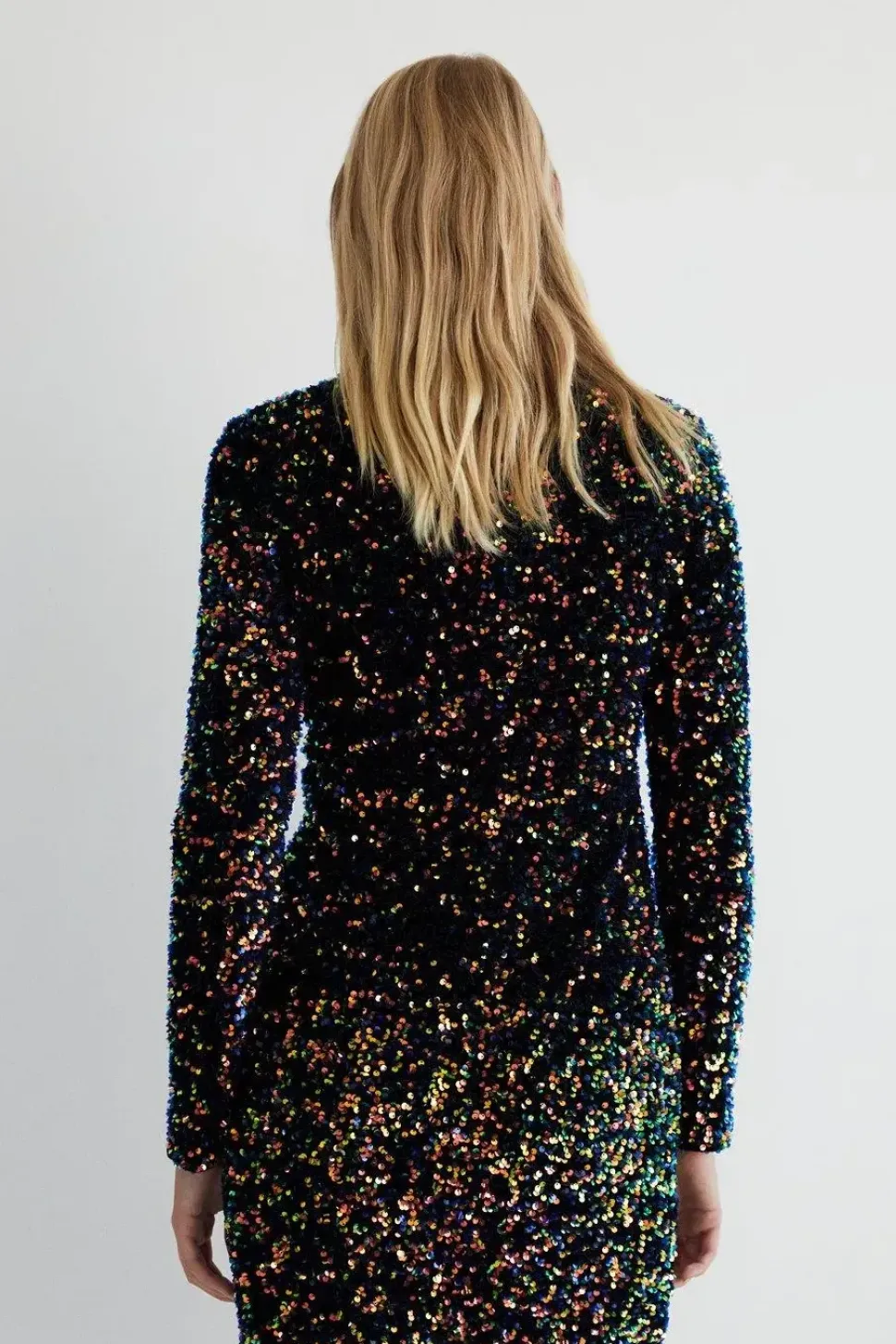 Velvet Sequin Iridescent Keyhole Mini Dress