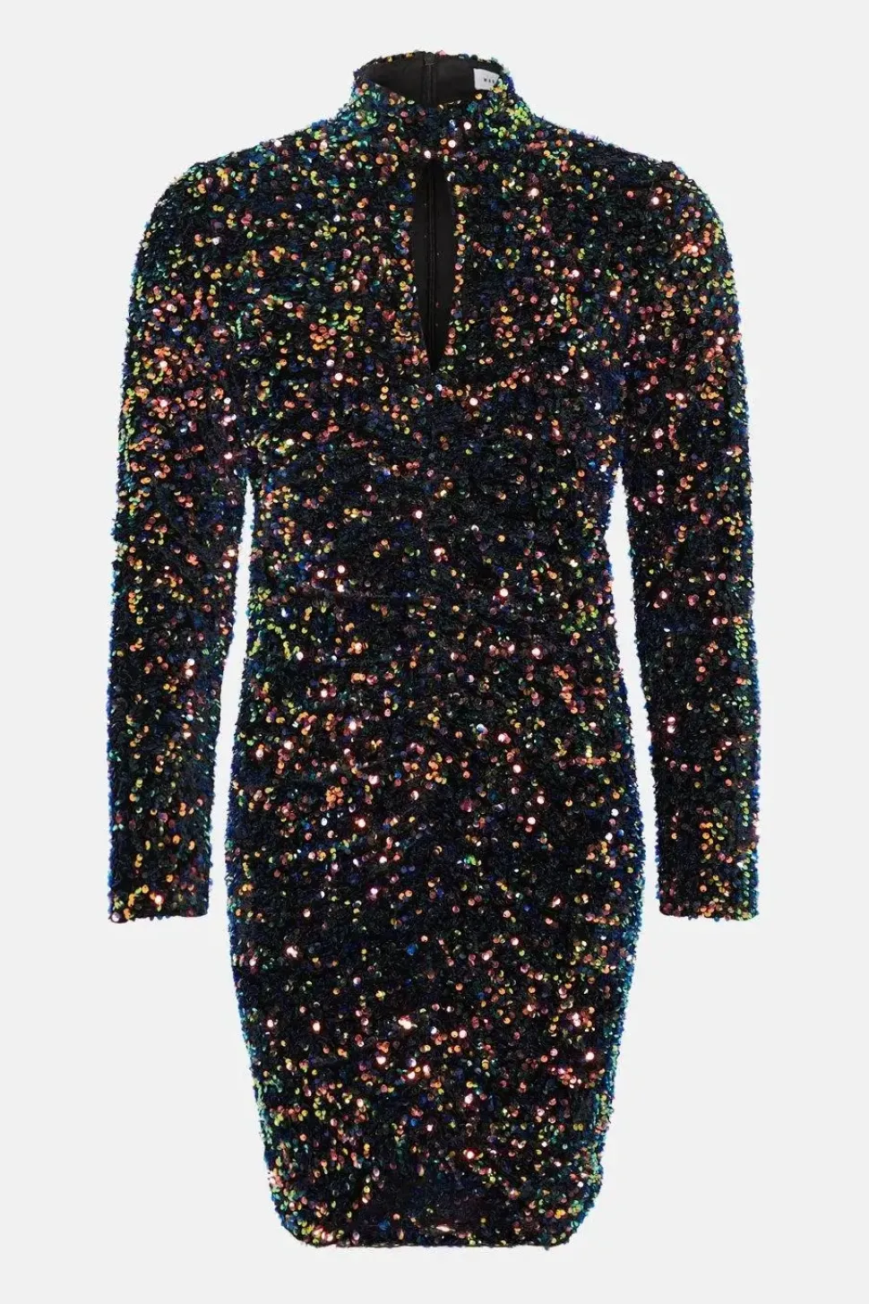 Velvet Sequin Iridescent Keyhole Mini Dress