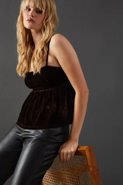 Velvet Strappy Smock Cami Top