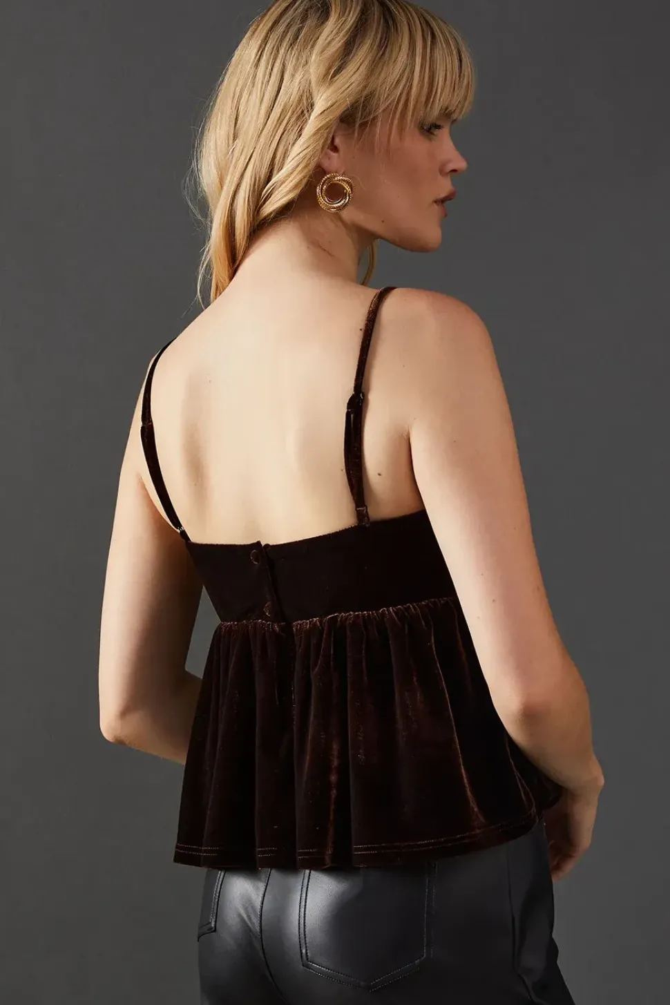 Velvet Strappy Smock Cami Top