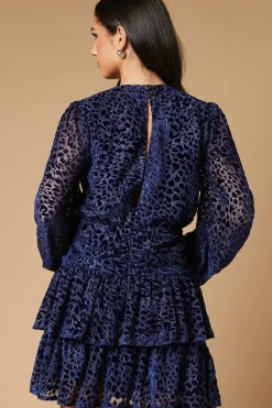 Velvet Tiered Blouson Sleeve Mini Dress