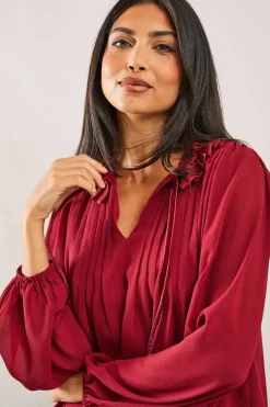 Velvet Trim Georgette Blouse