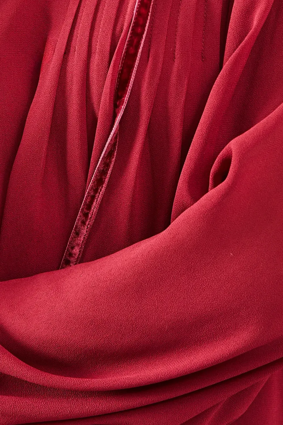 Velvet Trim Georgette Blouse