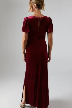 Velvet Twist Front Bridesmaids Maxi Dress