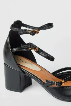 Venetian Square Toe Multi Mary Jane Block Heel Court Shoes