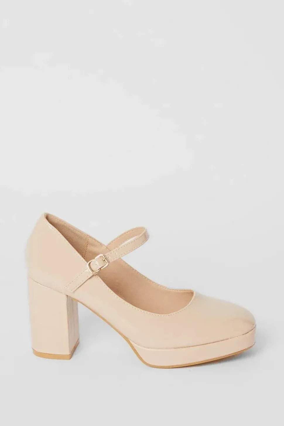 Vera Patent Platform Mary Jane High Block Heel Court Shoes