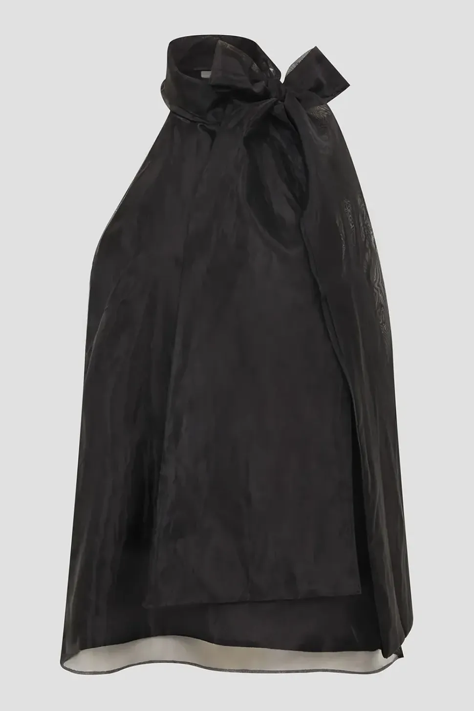Vera Sleeveless Organza Pussybow Top Black