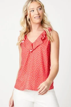 V Frill Neck Vest Top