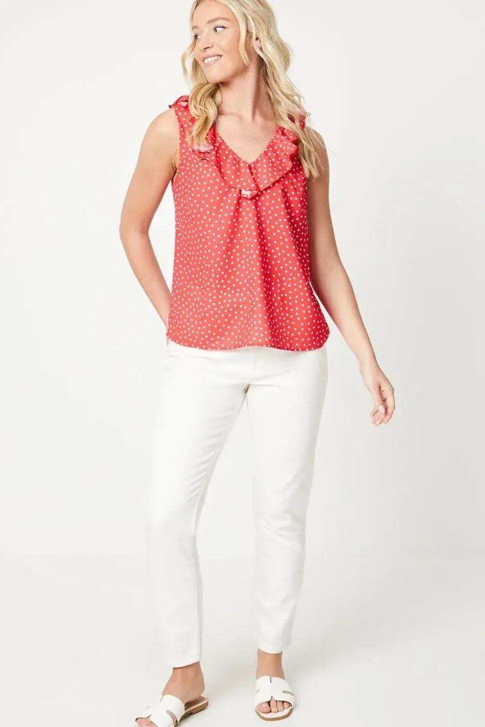 V Frill Neck Vest Top