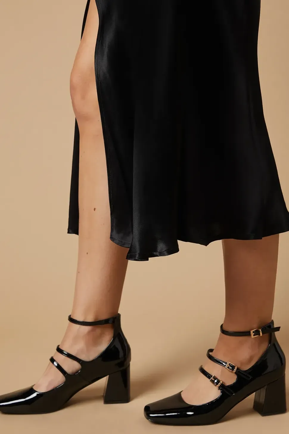 Victoria Patent Multi Mary Jane Block Heel Shoe