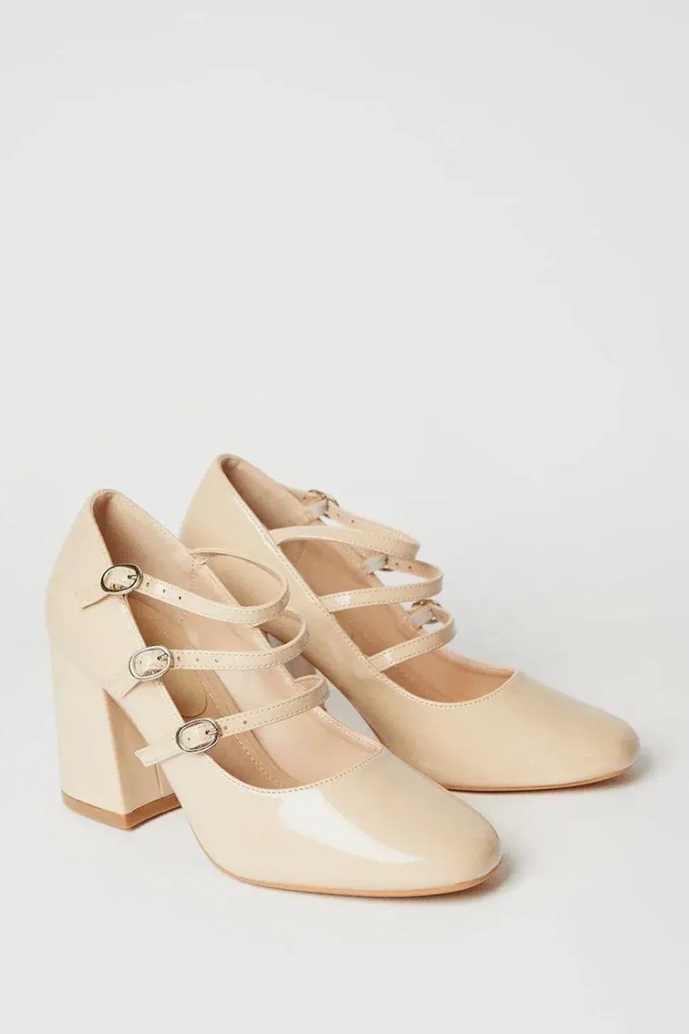 Villa Triple Mary Jane High Block Court Shoes