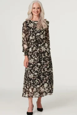 Vintage Floral Midi Tea Dress