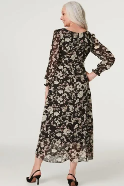 Vintage Floral Midi Tea Dress